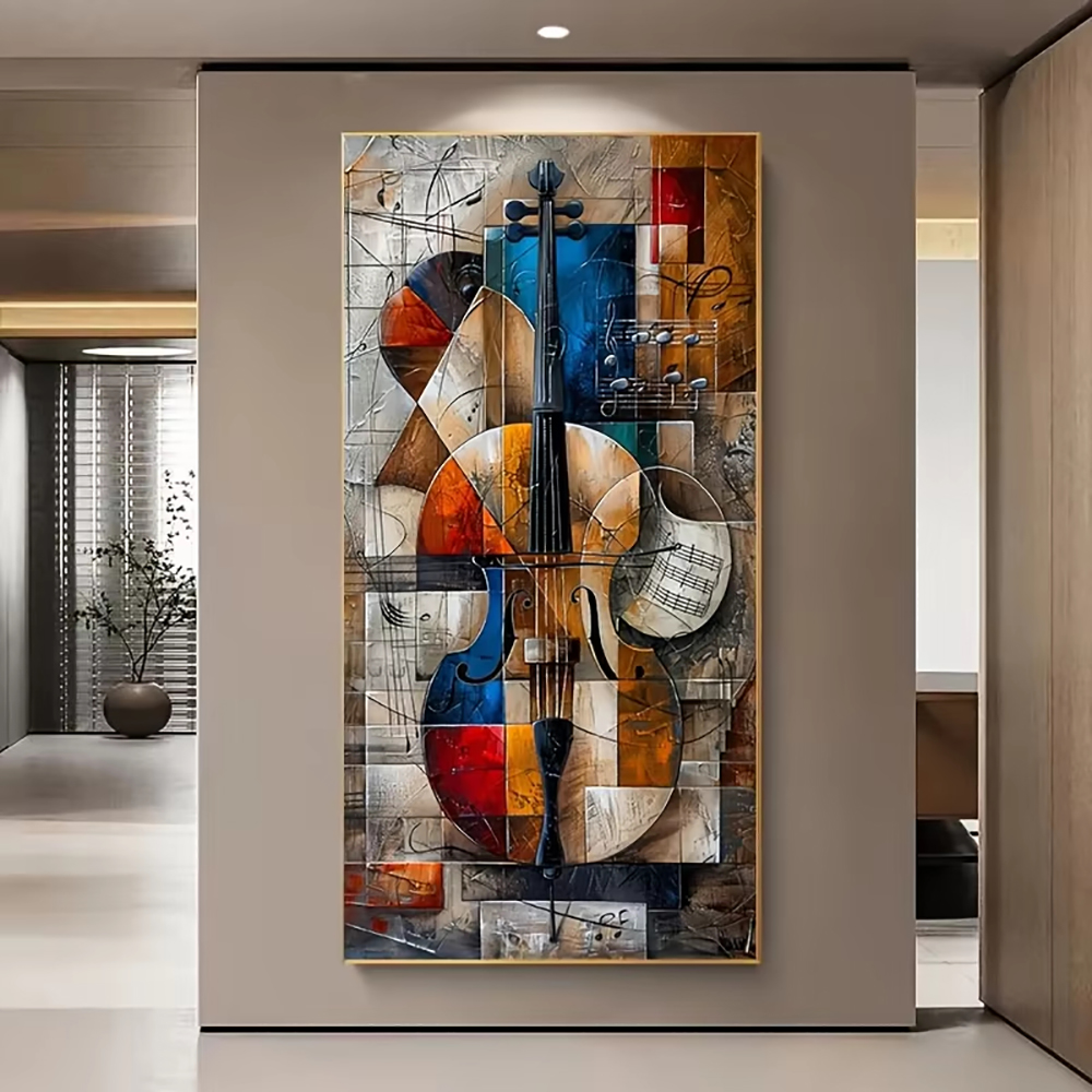 Picture Of Musical Instrument - Modernes Abstraktes Cello-Poster, Graffiti-Geometrisches Musikinstrument Leinwandbild,