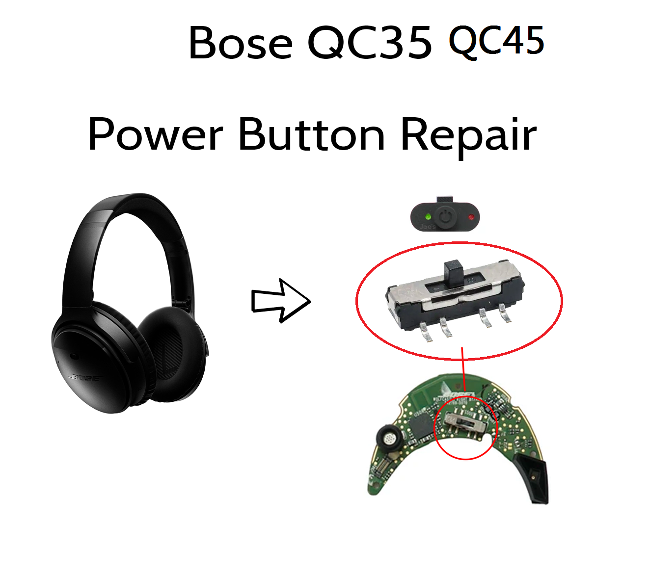 Ersatz-Power-Taste und -Schieb – Bose Headphone Qc45 Bewertung und Preis